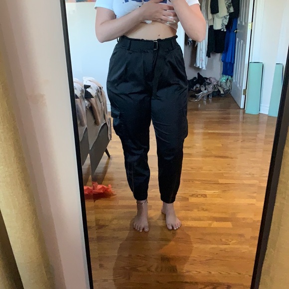 Black Cargo Dress Pants. Slightly shiny material! - Picture 1 of 3